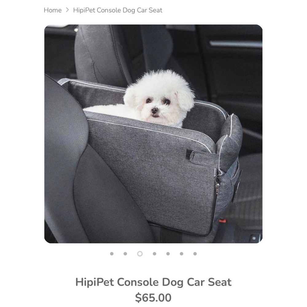 Pawroll Hipi Pet Console Dog Car Seat‎ Small Pet Carrier Grey Travel Booster Bed - Picture 8 of 9
